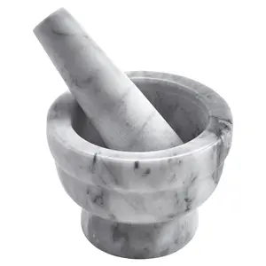 3.75 Inch Marble Mortar & Pestle, Polished Stone Tool for Grinding Spices and Crushing Herbs