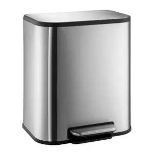 8 Gallon/30 Liter Stainless Steel Kitchen Trash Can,  Step On Rectangular Trash Can with Lid Foot Pedal & Inner Bucket for Kitchen Home Office Living Room