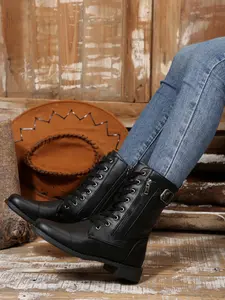 Autumn-Winter Essential British Vintage Mid-Calf Boots, Side Zipper Thick Heel Anti-Slip Short Boots, Formal PU Leather Shoes