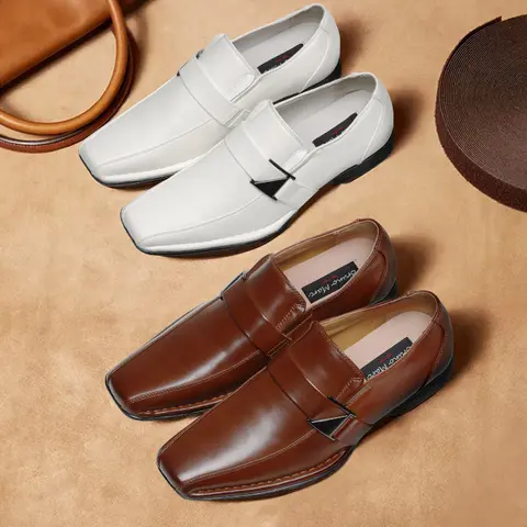 BRUNO MARC Men's Synthetic PU Giorgio Leather-Lined No-Tie Slip-On Loafers - Flat Office Dress Shoes with Fast On/Off Design, Back to School Footwear