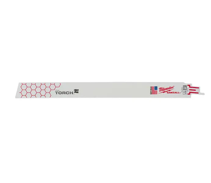 Milwaukee 48-00-5791 Torch Series SAWZALL Blades - 5PC, 12" 24 TPI, Stiff Body Metal Blades, Double Duty for Straight Cuts