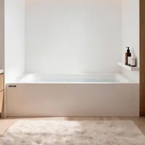 VEVOR Alcove Bathtub, 71.9" x 32" Contemporary Alcove Acrylic Bathtub, Soaking Bath Tub with Right Hand Drain & Overflow Hole, Large Rectangular Deep Soak Tub for Bathroom with Integral Flange, White