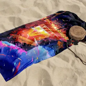 1 piece A passionate and lively outdoor music festival scene themed beach towel - Extra Large Beach Towel, Eco-friendly Dyed Fabric, suitable for Camping, Picnic, Outdoors, Machine Washable, Quick-dry and Absorbent, Perfect Holiday Gift