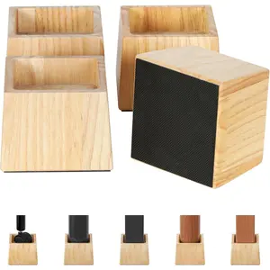 Bed Risers Heavy Duty, Support 2200 lbs, 1-in Deep Anti-Fall Edge, 4 Pack Wooden Furniture Bed Lifts Risers with Non-Slip Pads for    Full Size Frame, , 3" H(Inner 2" H)