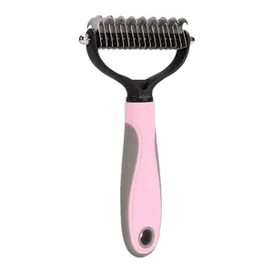 Double Sided Pet Comb with PP Handle and Stainless Steel Pins, Effective Dematting Brush for Dogs and Cats, Gentle Grooming Tool, Fur Removal Tool