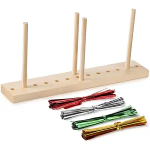 Bow Maker for Ribbon Wreath Wooden Maker Tool with U-Shaped Scissor and Twist Ties for Making Bows DIY Crafts Christmas Party Decorations Hair Corsages(Gold, Silver, Red, Green)