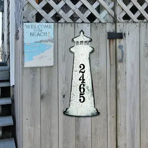 Designocracy MA98526-12 12 in. Nautical Coastal Wooden House Number Sign Decor