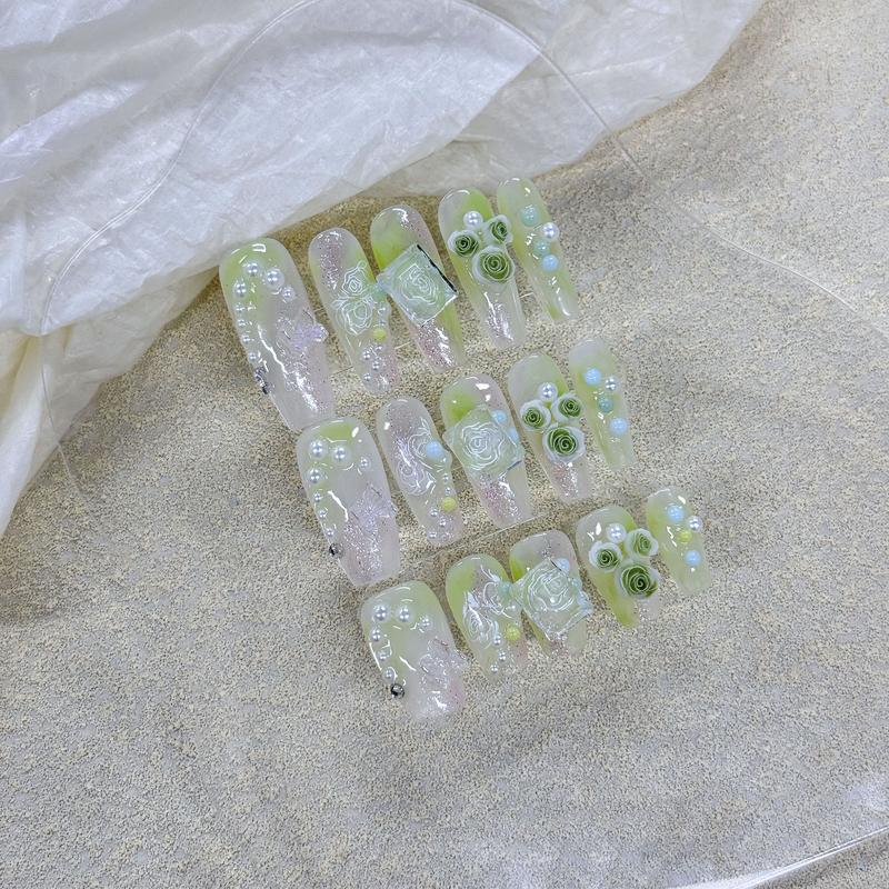 YR 100-1000sets Factory Wholesale Handmade Press-On Nails Selectable Size Length Random Style Solid Surprise Combinations