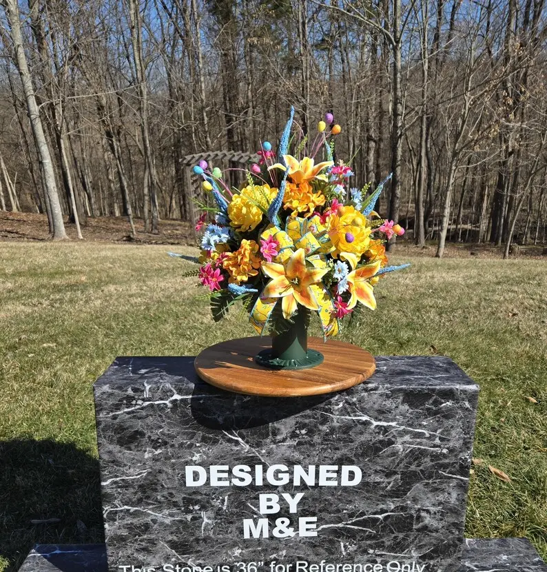 Bright Easter Multi-Color Egg Cemetery Vase, Vase Arrangement, Memorial Cemetery Vase, Memorial Flowers, Spring Cemetery Vase,