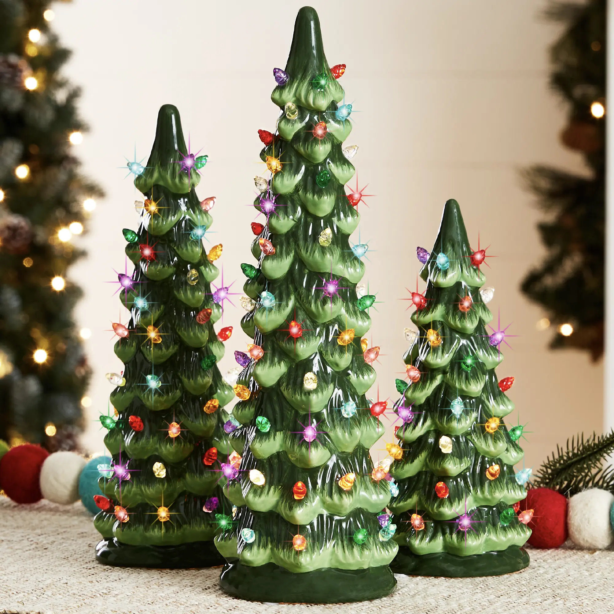 Best Choice Products Set of 3 Pre-Lit Hand-Painted Ceramic Tabletop Christmas Trees Best Choice Products Set of 3 Pre-Lit Hand-Painted Ceramic Tabletop Christmas Trees