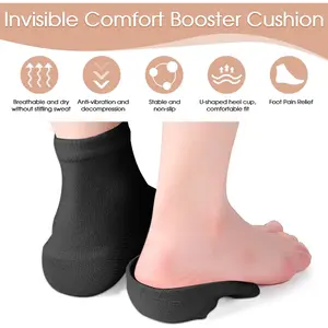 Height Increase Insoles 1 Pair Invisible Shoe Lifts for Men Women Non Slip Posture Correction Inserts Foot Pain Relief Hidden Elevator Socks Shock Absorption Comfy