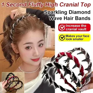 3 Pack Vintage High Cranium Artificial Pearl & Sparkling Rhinestones Hairband, 2025 New Elegant Pearl Headbands for Women Girls, Decorative Hair Bands Fashion Hair Accessories Gifts