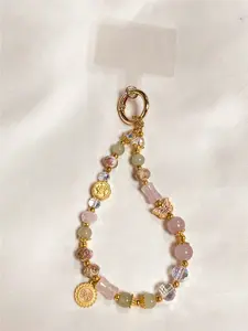 Vintage Chinese Style Glass Flower Pendant Bracelet For Women, Ins Fashion Creative Handmade Hanging Chain, Mobile Phone Lanyard