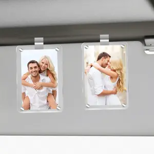 Clear Acrylic Magnetic Visor Picture Holder – 2.36"x3.5" Wallet-Size Photo Frame for Car | Strong Magnetic Attachment & Scratch-Resistant Design | Perfect Driver Gift