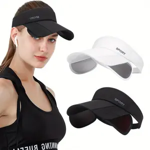 2pcs Adjustable & Breathable Visor Hats - Lightweight Empty Top Cap with Retractable Drawstring & Wide Brim, Unisex for Men & Women, Ideal for Cycling, Running, Beach, Outdoor Sports - Machine Washable, Spring/Summer Casual Sun Hat