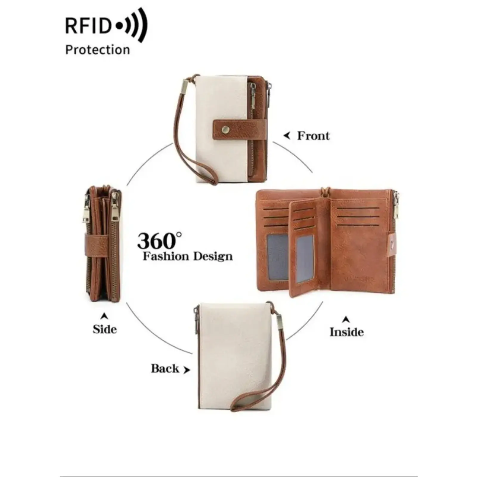 Women's RFID Blocking Wristlet Wallet - 2026 New Vintage Multi-Card Zipper Organizer Slots, Lightweight Business Style for Business/Travel Sports & Outdoor Use, Carryproof Wallet, Wallets