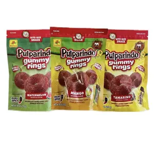 Pulparindo Gummy Rings Pack of 3 Watermelon Tamarindo Mango Bitt Size Snack Artificial Flavor Spiced Candy
