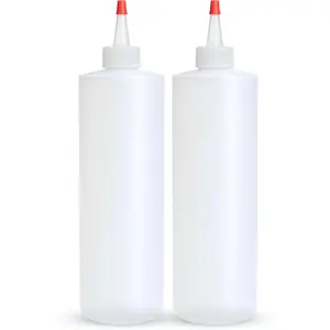Empty Squeeze Bottles 16 OZ, 2 PACK  Containers with Red Top,  for Condiments, Syrup, Ketchup, Sauces, Dressing, Oil, Honey | Arts and Crafts - Leak Proof - Kitchen