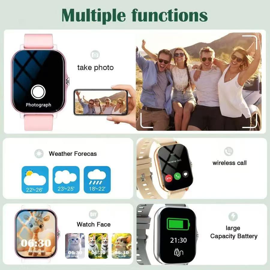 MixtataDi Smart Watch,Multifunctional Sports Smartwatch, Wireless Calls/Wireless Music, Message Notification,Customizable Watch Faces, Multiple Sports Modes, Compatible With Android,Unisexo