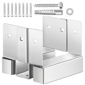 VEVOR 4x4 Post Base 10 Pcs, Inner Size 3.53x3.56inch/89.6x90.5mm Concrete Post Anchor, Heavy-Duty Zinc-Plated Carbon Steel Posts Brackets with 1 Inch Standoff Elevation, for Concrete Pergolas Patios