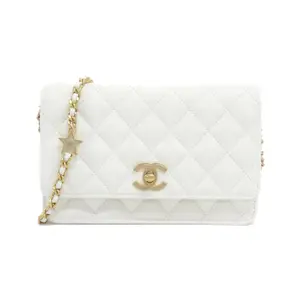 Pre-owned CHANEL Calfskin Small Leather Goods Caviar Skin Chain Wallet