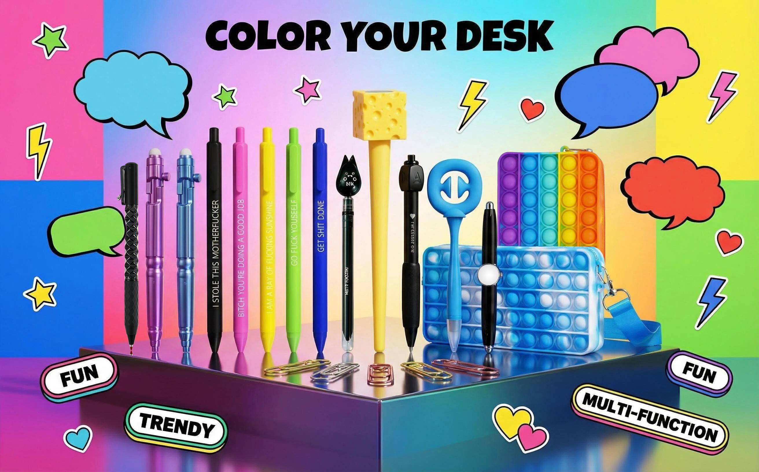 23-in-1 Fidget Pen Set: 19 pens + 1  gradient decompression pen bag + pen clips, Fun Creative Gift for Home Office School Business.students, teachers, nurses and artists, magical pen, gift for kid, husband, friend, colleague, wife