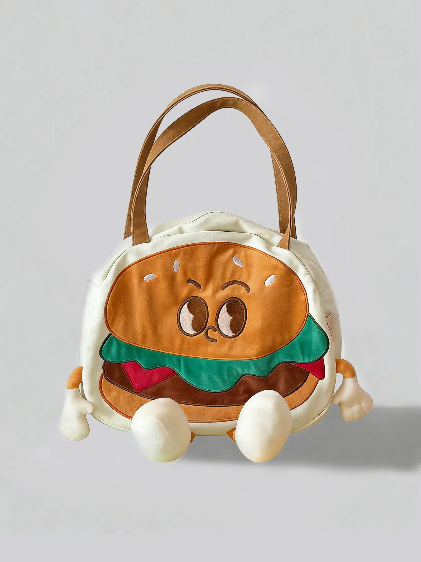 Atmosphere, fashion, retro, creative style, personalized hamburger shaped tote bag, large capacity, exquisite texture, stylish shoulder bag, cartoon limb expressions, suitable for exhibitions and photography, Crossbody Tote Bag