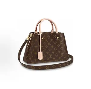 Pre-owned Louis Vuitton leather Crossbody Bags LOUIS VUITON Montaigne BB Montaigne Classic Old Flower Elegant Fashion Practical Portable Commuter Wine Red Ultrafine Fiber Lining Canvas Shoulder Crossbody Handbag Small Size Women's Brown