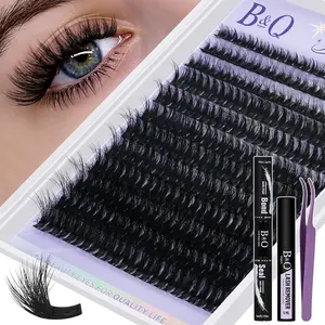 B&Q Fluffy Lash Clusters Kit Feath5D Flora Wispy Lashes Clusters Wide Band Full Cluster Eyelash Extensions C Curl 8-18Mix Feather Light Medium Volume Eyelash Clusters Kit for Wispy Look（Feath5D01 Kit）