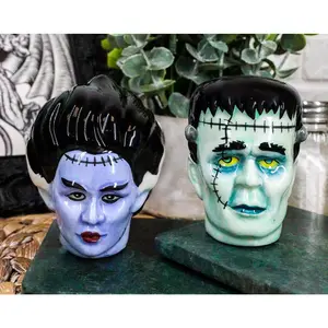 Ebros Frankenstein Zombie Bride And Groom Couple Ceramic Salt And Pepper Shakers Set