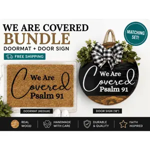 Christian doormat, Psalm 91 doormat, Christian front door decor, faith doormat, Christian door sign, Bible verse home decor, farmhouse front porch decor, religious home decor, Christian welcome mat, Psalm 91 decor, Christian gift, housewarming gift