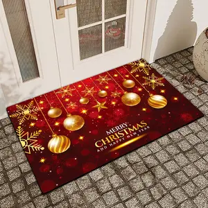 1 pc Christmas New Year snowflake printed door mat with linen surface, diatomaceous earth anti-slip water-absorbing indoor/outdoor decorative mat for kitchens, dining rooms, bathrooms, bedrooms, and holiday home decor, Home Decor Rug