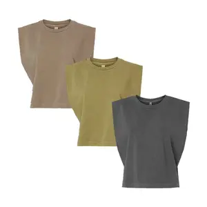 2025American Apparel Women's Garment-Dyed Muscle T-Shirts - Multi Pack Heavyweight Cotton Sleeveless Undershirts - Relaxed Fit Crew Neck Tank Tops, 6 Assorted Color Tees