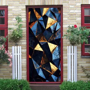 2pcs Modern Geometric Metal Texture Wall Stickers Abstract Triangle Art Decor Decals Self-Adhesive Removable Waterproof Wallpapers for Living Room Bedroom TV Background Wall Home Decor