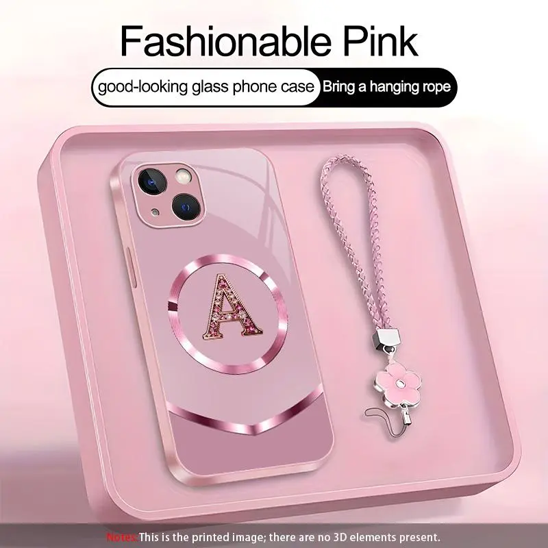 Suitable for [iPhone 14 Plus] high-end MagSafe phone case🥰，and comes with a complimentary four-leaf clover lanyard—choose from all 26 letters.YM99