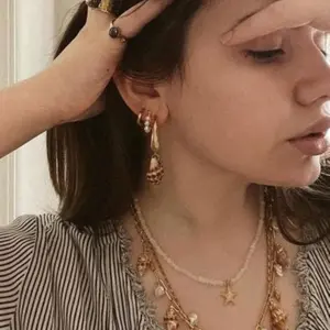 Ariel Hammered Hoops, Gold Seashells Hoops with 925 Stud