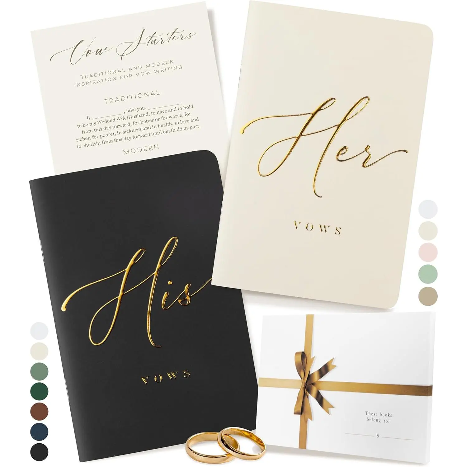 Premium Wedding Vow Book for Her & Him, Soft Touch, Gold Foil, 28 Lined Pages, Wedding Vow Books His and Hers, Wedding Essentials, Wedding Registry Ideas, His and Hers Gifts [Ivory & Black]