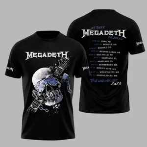 Megadeth Tour 2026 LET THERE BE SHRED Men's Jersey, Megadeth 2026 3D Round neck Jersey, 90s Records Rock Jersey, Thrash Metal Rock Band Shirt, Oversized Vintage Jersey, Heavy Metal Merch, Gift for Rock Fans