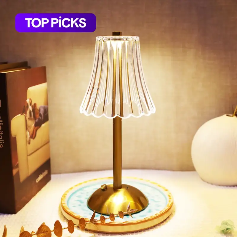 Vintage LED Desk Lamp With Touch Sensor, USB Rechargeable Bedroom Night Light, 3-color Dimming Desk Light For Home Decor, Indoor Lighting, Gift