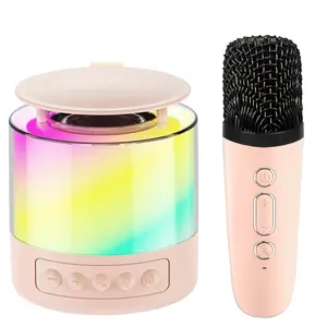 Mini karaoke machine with microphone sound system, portable karaoke machine with wireless microphones, birthday gifts for girls and children aged 4-12, family gatherings,BacktoSchool
