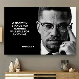 1pc Malcolm X Inspirational Quote Canvas Art Print, Modern Wall Decor,  Wrapped Canvas, Indoor Artwork for Office, Bedroom, Cafe - Spring Holiday Gift Idea, Canvas Wall Art, 2D, Perfect for Room Decor