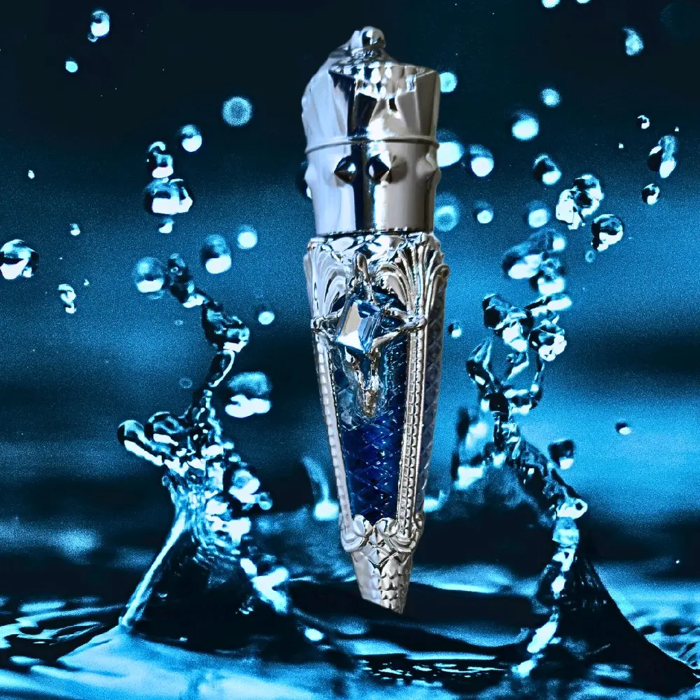 Aquariosa Blue Lipgloss Silver Chain Renaissance Lipgloss Necklace from Odd Orbit Beauty | Cool toned gloss | Moisturizing Blue Gloss