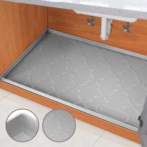Under Sink Mat for Kitchen Waterproof, 34" x 22" Silicone Under Sink Liner, Up to 3.3 Gallons Liquid