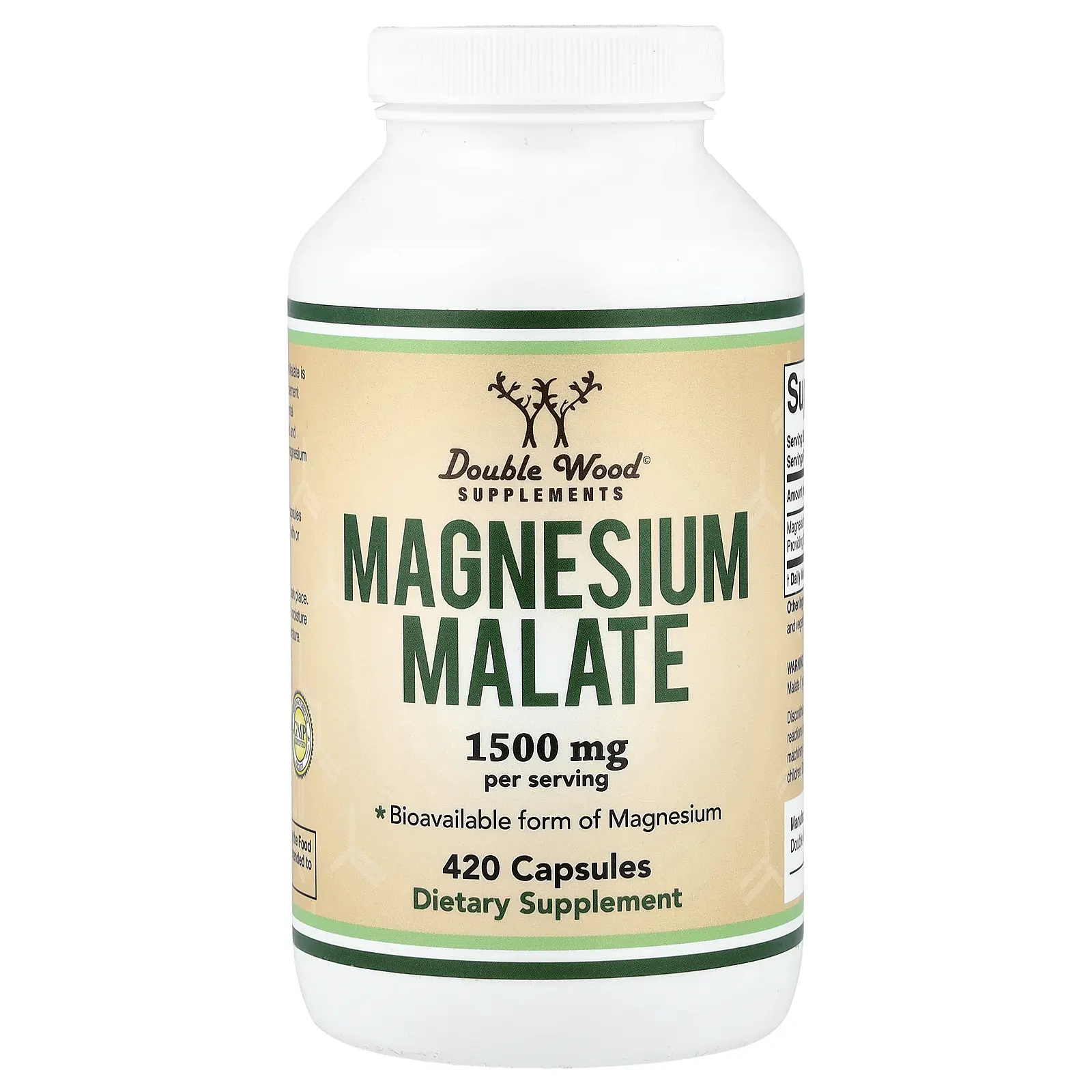 Double Wood Supplements Magnesium Malate, 420 Capsules (500 mg per Capsule)