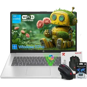 HP 17.3'' Laptop for Business & Study, Intel 8-Core i3 Processor, 17.3" Anti-Glare Display, up to 32GB RAM, 512GB SSD, Windows 11 Pro, AI Copilot, Numeric Keypad, Bundle Accessories