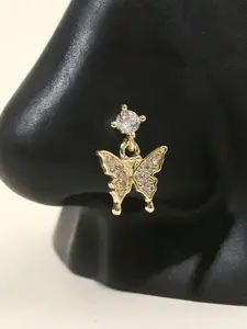 Elegant Butterfly Pendant Nose Stud for Women, Nose Ring Jewelry, Stunning Casual Accessory for All Seasons, Perfect for Any Occasion