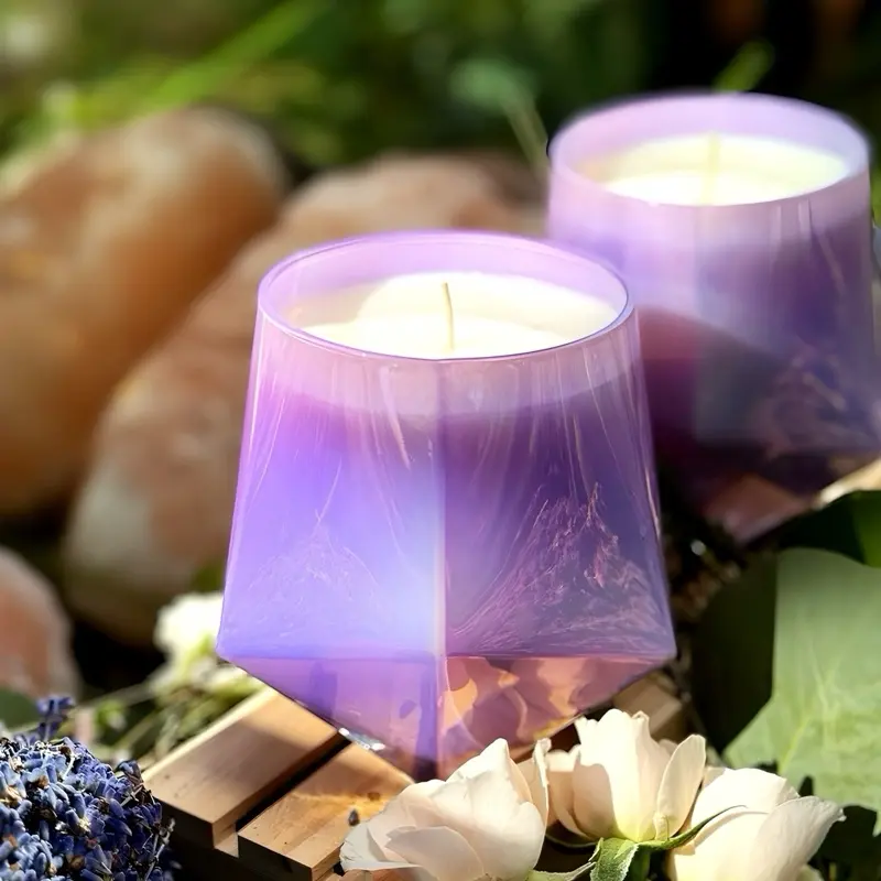 Lavender Alchemy Candle - Large Geo Mercury Glass, Hand Poured, Microbatched, Luxury Soh Wax Candle, Aromatherapy, Home Decor - Ornaments, Freshener
