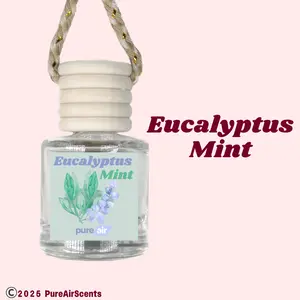 Eucalyptus Mint - Pure Air Scented Air Freshener - Air Freshener Oil Diffuser - Lasts 60+ Days Aroma Perfume Fragrance hanging Glass Woody