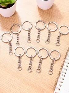 10-Piece Zinc Alloy Keychains & Rings Set, Durable Metal Material, Ideal for DIY Crafts, Secure Lock Design, Multi-Functional Accessories