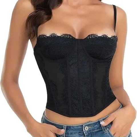Women's Lace Bustier Corset Top - Fashion Going Out Tops, High Waist Shaping Shapewear with Buckle, Vintage Breathable Elastic Adjustable Body Shaping Underwear for Party Club Wear Comfortable Fit
